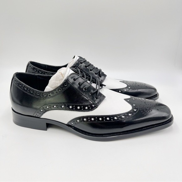 Stacy Adams Mens Size 8.5 Tinsley Black‎ White Wingtip Oxfords Dress Shoes NEW main image 4